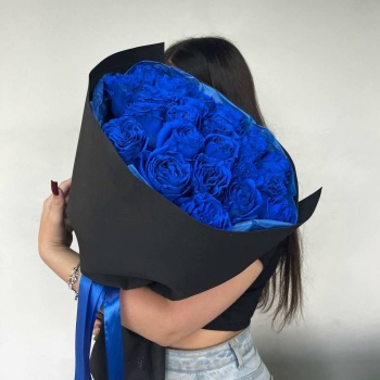 Букет из 25 синих роз Premium