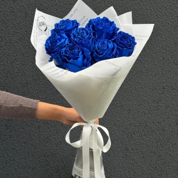 Букет из 7 синих роз Premium