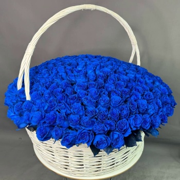 301 синяя роза в корзине