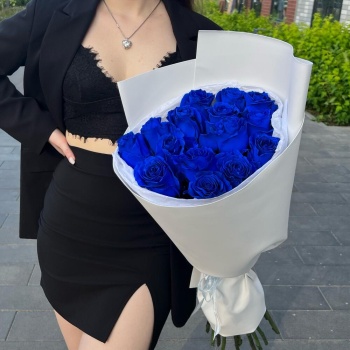 Букет из 15 синих роз Premium